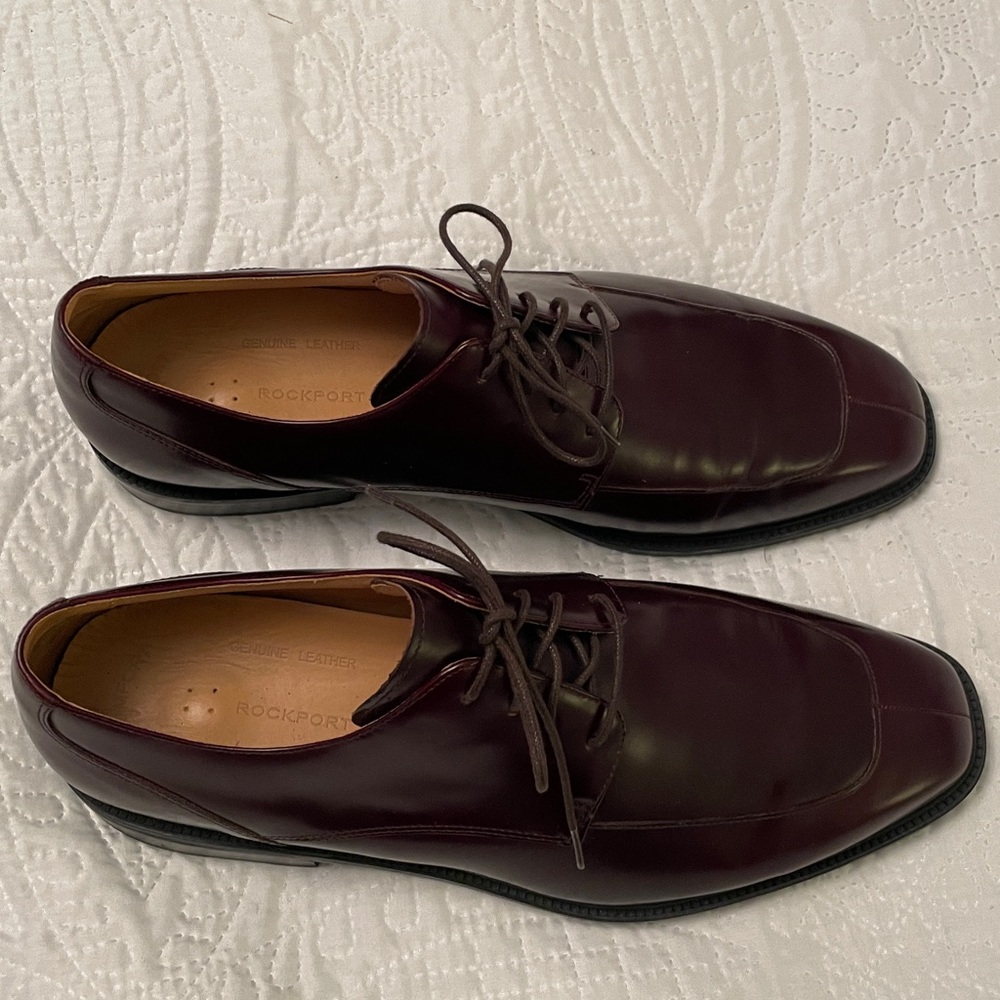 ROCKPORT Men’s Brown Leather Dress Shoes Size 12 Lace Up Tie Shoes Like New - Picture 3 of 14